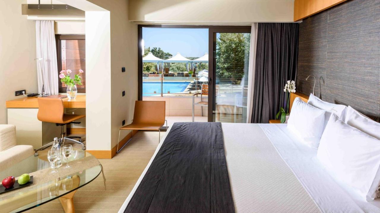 อเล็กซานเดอร์ บีช โฮเทล แอนด์ สปา Hotel อเล็กซานโดรโพลิส ภายนอก รูปภาพ A room at the hotel